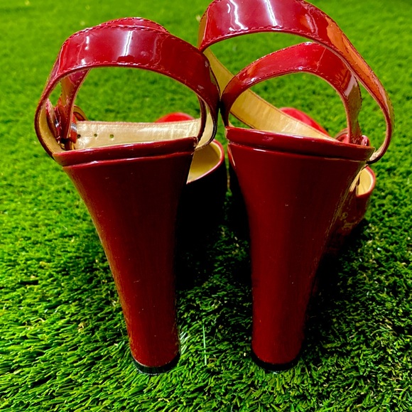 Red Patent Leather wedge dress sandal - size 36 - Picture 5 of 7